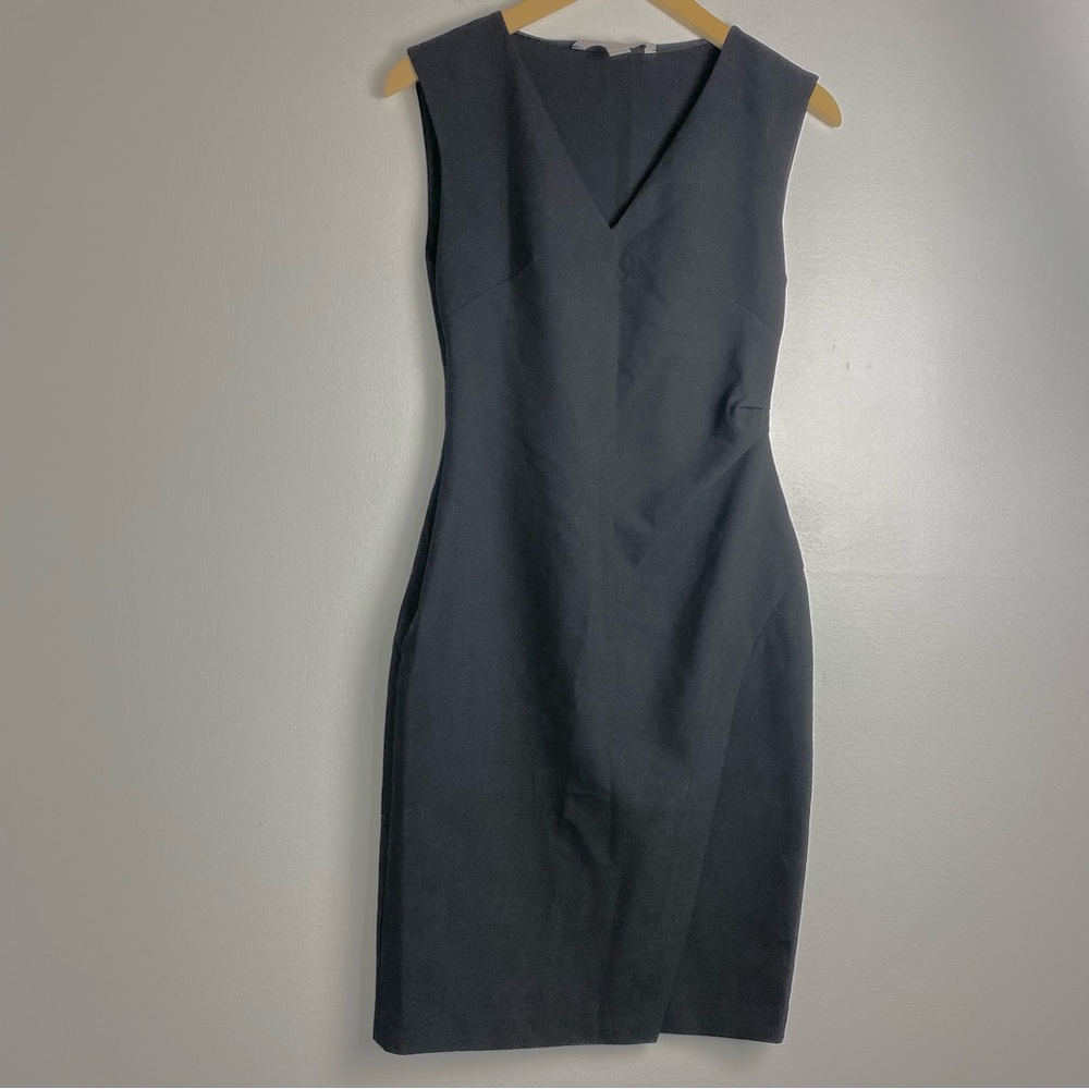 DVF black Megan sheath dress V neck sleeveless